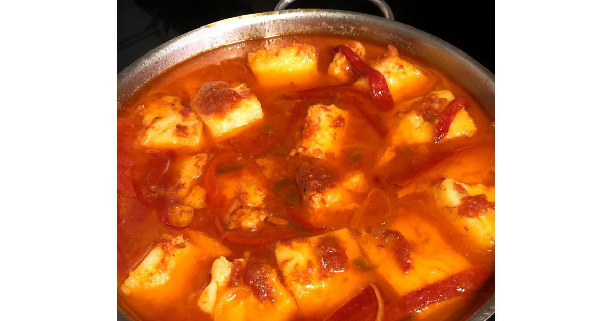 Cazuela De Bacalao Encebollado Con Pimientos