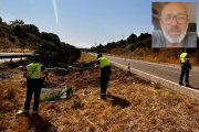Restos del vehículo de Diogo Jota tras el brutal accidente, en una imagen de archivo, con el camionero en la foto pequeña.