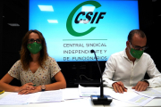 Isabel Madruga, presidenta del sector autonómico de Educación de CSIF Castilla y León, y Mariano González, responsable de la negociación del sector. - ICAL
