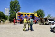 Puesto de mando avanzado en el incendio de Navaluenga