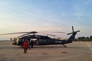 Dos helicópteros BlackHawk llegan a la base aérea de Matacán (Salamanca).