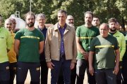 El presidente del Gobierno, Pedro Sánchez, visita la base de la Brigada de Refuerzo en Incendios Forestales, Brif, de Tabuyo del Monte (León)