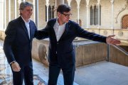 Carlos Martínez y Salvador Illa durante la visita del líder del PSOECyL a Cataluña