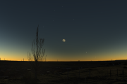Representación de como se va a poder ver el eclipse desde Rueda