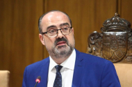 El alcalde de Ponferrada, Marco Morala, durante el pleno de organización del Ayuntamiento de Ponferrada. -ICAL