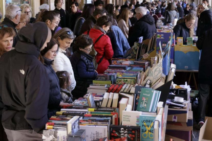 Un total de 24 librerías y una editorial salmantinas celebran el Día del Libro en la Plaza Mayor de Salamanca.