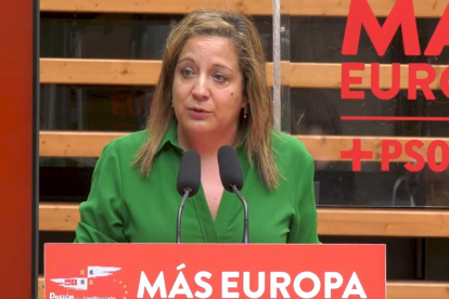 Iratxe García durante el acto electoral el Ávila.