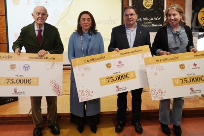 La consejera de Agricultura, Ganadería y Desarrollo Rural, María González Corral, preside el acto solidario con Cáritas, Cruz Roja y Banco de Alimentos para adquirir productos de Tierra de Sabor que se destinarán a personas desfavorecidas.