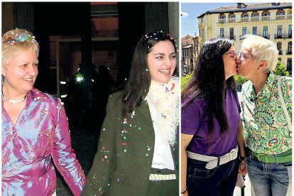 Ana y Gema el día de su boda hace 20 años y en la actualidad.