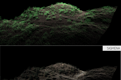 Imágenes de un monte captadas con láser de alta precisión.