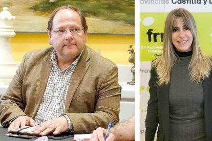 El alcalde de La Bañeza, Javier Carrera y la portavoz de VOX, Laura Gallego.