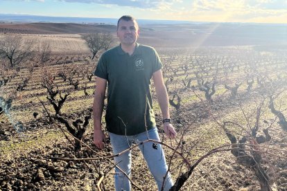 Enrique posa en uno de sus viñedos