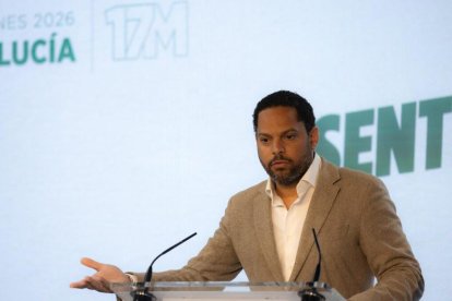 El secretario general de VOX, Ignacio Garriga, este lunes en la sede nacional de Bambú.