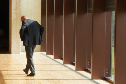 Un solitario Francisco Igea pasea por los pasillos de las Cortes. ICAL