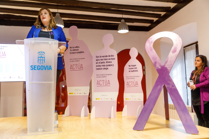 La alcaldesa de Segovia, Clara Martín, durante el acto del ayuntamiento en conmemoración del Día Internacional de Eliminación de la Violencia Contra la Mujer. - ICAL