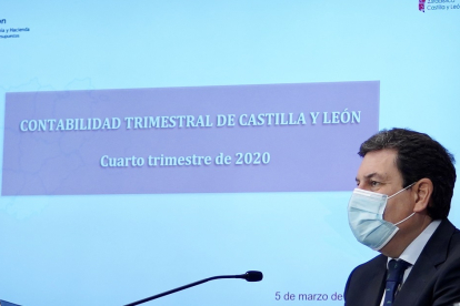 El consejero de Economía y Hacienda, Carlos Fernández Carriedo, presenta la Contabilidad Regional de la Comunidad correspondiente al cuarto trimestre y al ejercicio completo de 2020.- ICAL