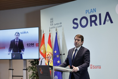 El presidente de la Junta de Castilla y León, Alfonso Fernández Mañueco, presenta el Plan Soria.- ICAL