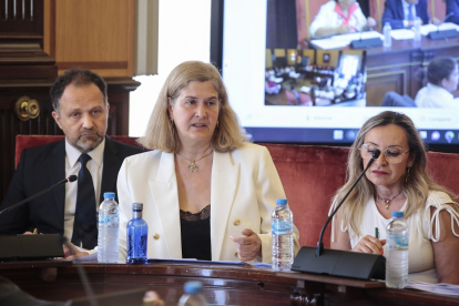 El Ayuntamiento de León celebra el primer pleno de la nueva corporación municipal. En el centro de la imagen, la concejala del PP, Margarita Torres.- ICAL