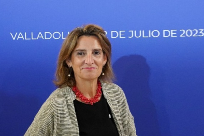 La vicepresidenta tercera y ministra para la Transición Ecológica y el Reto Demográfico, Teresa Ribera, ofrece declaraciones antes de la reunión informal de ministros de Medio Ambiente y Energía en Valladolid. -ICAL