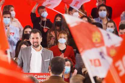 Luis Tudanca, en el acto de cierre de campaña en Valladolid.- E. PRESS