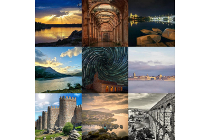 Montaje con los lugares de Castilla y León que aspiran a un premio nacional en Instagram. -MRF