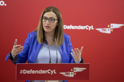 La vicesecretaria general del PSOE de Castilla y León, Virginia Barcones, analiza cuestiones de actualidad política. ICAL