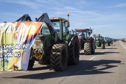 Tractorada este viernes en la N-122 de Zamora. -ICAL