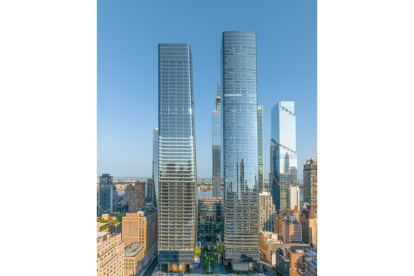 Las torres One y Two Manhattan West, en Nueva York, que han sido acristaladas por una empresa de El Bierzo.