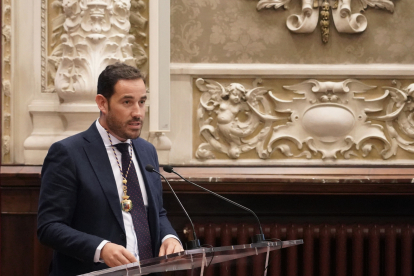 El portavoz del PSOE, Miguel Ángel Blanco Pastor en la sesión constitutiva de la Diputación de Palencia para el mandato 2023-2027.- ICAL