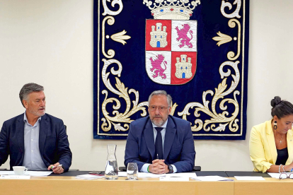 Francisco Vázquez, Carlos Pollán y Ana Sánchez durante un Mesa de las Cortes en una imagen de archivo.-ICAL