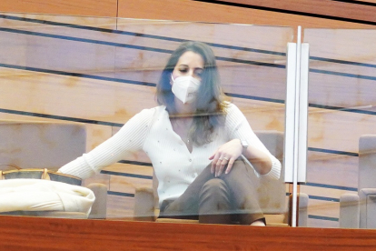 La ex procuradora de Ciudadanos, María Montero, durante el debate de la moción de censura en las Cortes.- ICAL