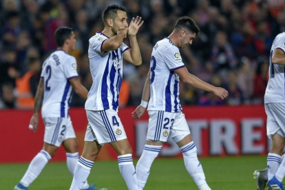 Kiko Olivas celebra el gol anotado el pasado martes contra el FC Barcelona. - EL MUNDO
