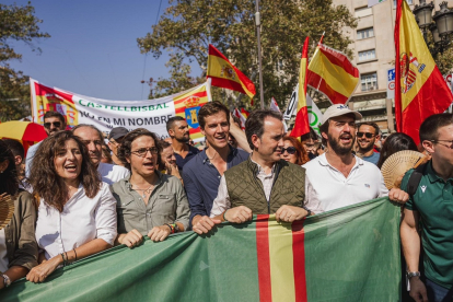 El vicepresidente de la Junta, Juan García-Gallardo, durante la manifestación de Barcelona.- E. PRESS
