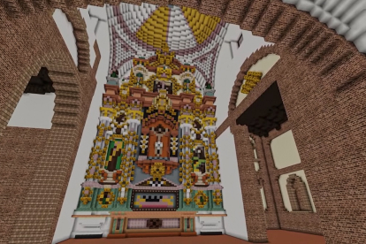 Recreación del retablo de la iglesia de San Lorenzo en Sahagun, León - Minecraftéate