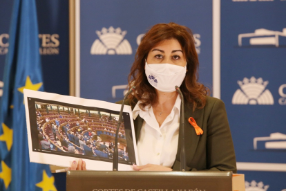 La procuradora del Grupo Parlamentario de Ciudadanos y portavoz en la Comisión de Educación, Marta Sanz. / ICAL.