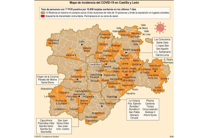 Mapa de incidencia del COVID- 19 en Castilla y León - ICAL