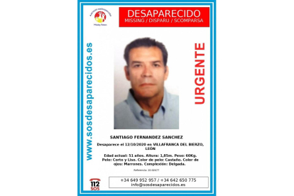 Santiago Fernández desapareció el pasado lunes en el entorno de villafranca del Bierzo, en León. - ICAL