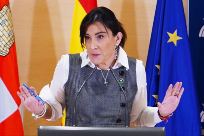 Rueda de prensa de Ana Sánchez para hablar sobre la moción de censura en Murcia.- ICAL