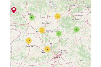 Mapa de alojamientos turísticos abiertos en Castilla y León para dar asistencia a servicios esenciales. - E.M.