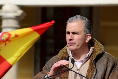 El secretario general de Vox, Javier Ortega Smith, en una imagen de archivo de un mitin en Valladolid. -ICAL