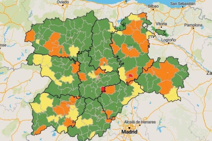 Mapa de zonas básicas de salud en Castilla y León de este domingo.- Europa Press