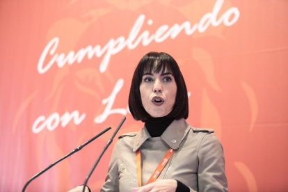 La ministra de Ciencia e Innovación y secretaria de Ciencia, Investigación y Universidades del PSOE Diana Morant, asiste al Congreso provincial del PSOE en León. -ICAL