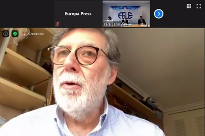 Captura de la rueda de prensa telemática del presidente de CEOE Castilla y León, Santiago Aparicio. - EUROPA PRESS