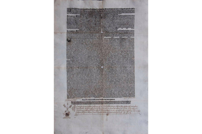 Imagen del documento restaurado para su exhibición durante el V Centenario de la Batalla de Villalar. | E.P.