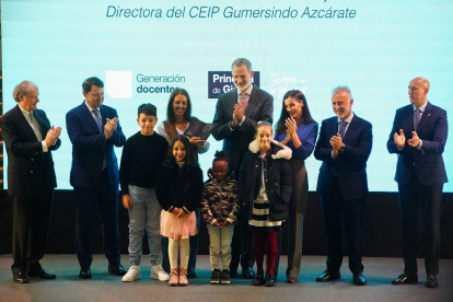 Los reyes de España presiden el acto de entrega del Premio Princesa de Girona Escuela del Año 2022 al Colegio de Educación Infantil y Primaria Gumersindo Azcárate de León. ICAL