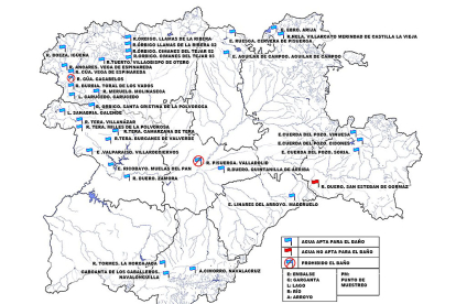 Mapa de aptitud de zonas de baño. SACYL