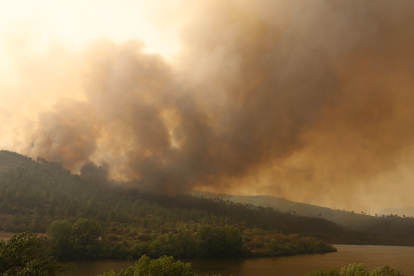 Incendio entre las localidades limítrofes de Castilla y León de Puente Domingo Flórez, y de Galicia de San Xusto de Carballeda.- ICAL