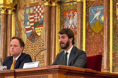 El vicepresidente de la Junta, Juan García-Gallardo, durante una intervención en el Parlamento de Hungría en una imagen de archivo.