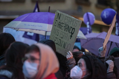 Manifestación convocada en León con motivo del 8 de Marzo, Día de la Mujer