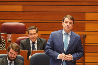 El presidente de la Junta de Castilla y León Alfonso Fernández Mañueco en el Pleno de las Cortes. ICAL